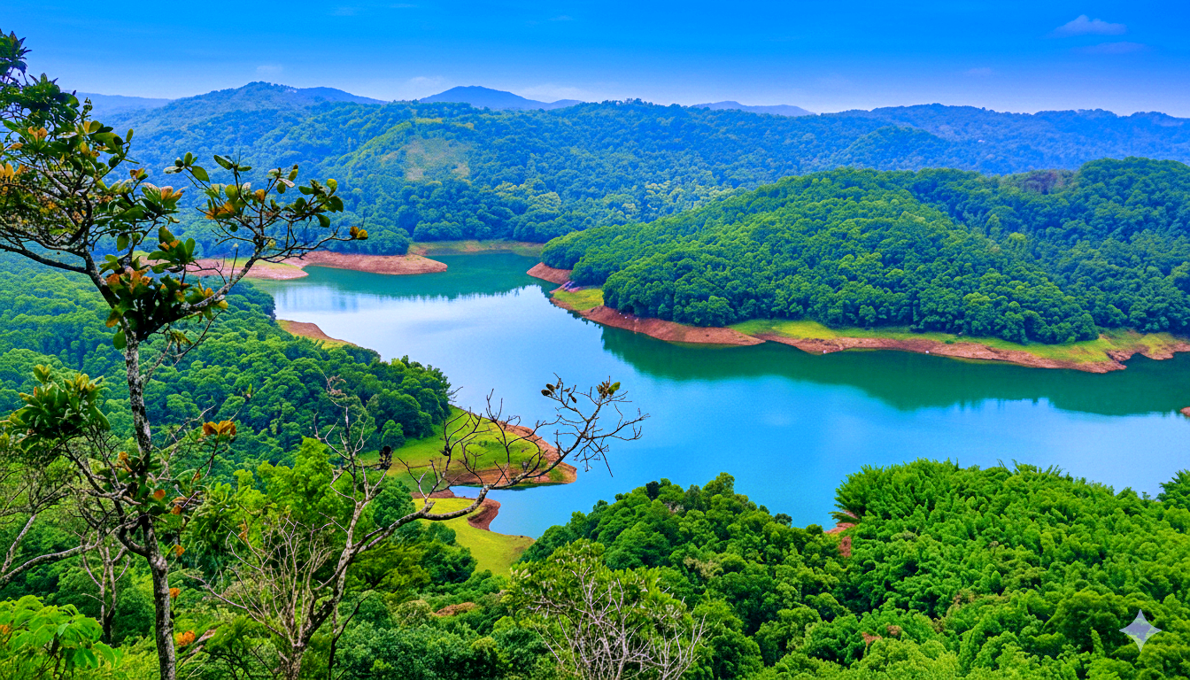 Panoramic vista from Kallimali View Point overlooking the mountains of Idukki.