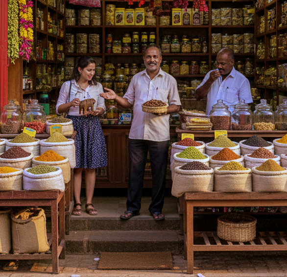 A local shop selling fresh spices in Rajakkad.