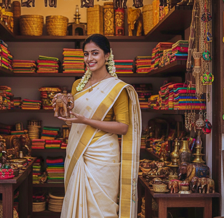 Store selling authentic Kerala handicrafts.